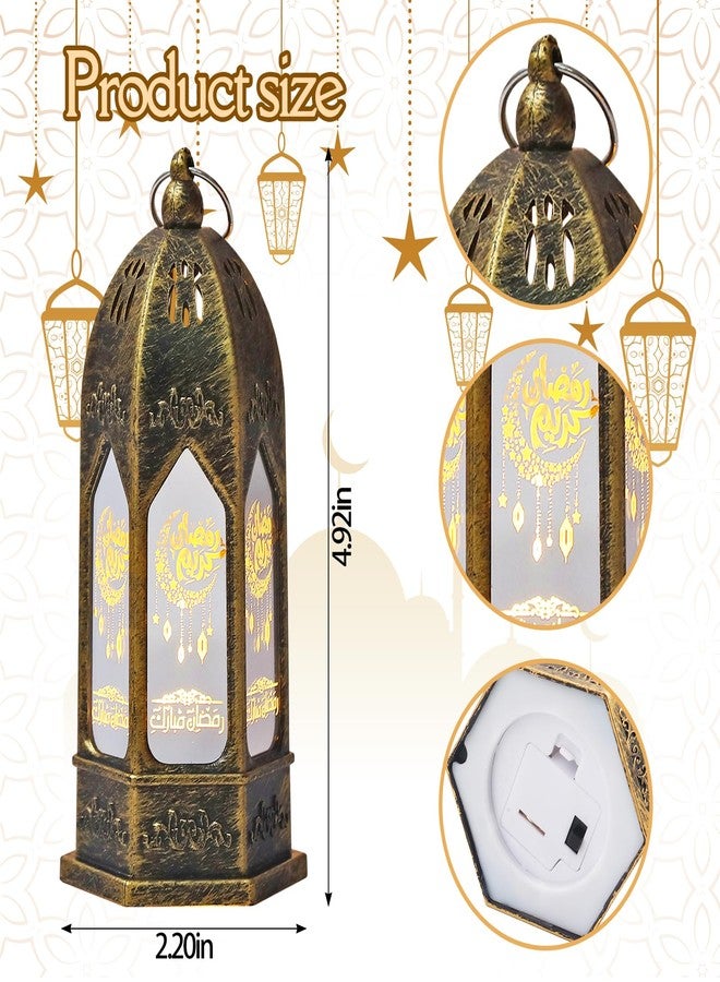 ABTOLS 2 Pieces Ramadan Lantern Lights，Hanging Lamp Eid Mubarak Flameless Candle Lanterns Mini Castle Moon Ramadan Hanging Candle Lantern Black Islamic Muslim Light Lantern for Home Tabletop Decor - Image 2